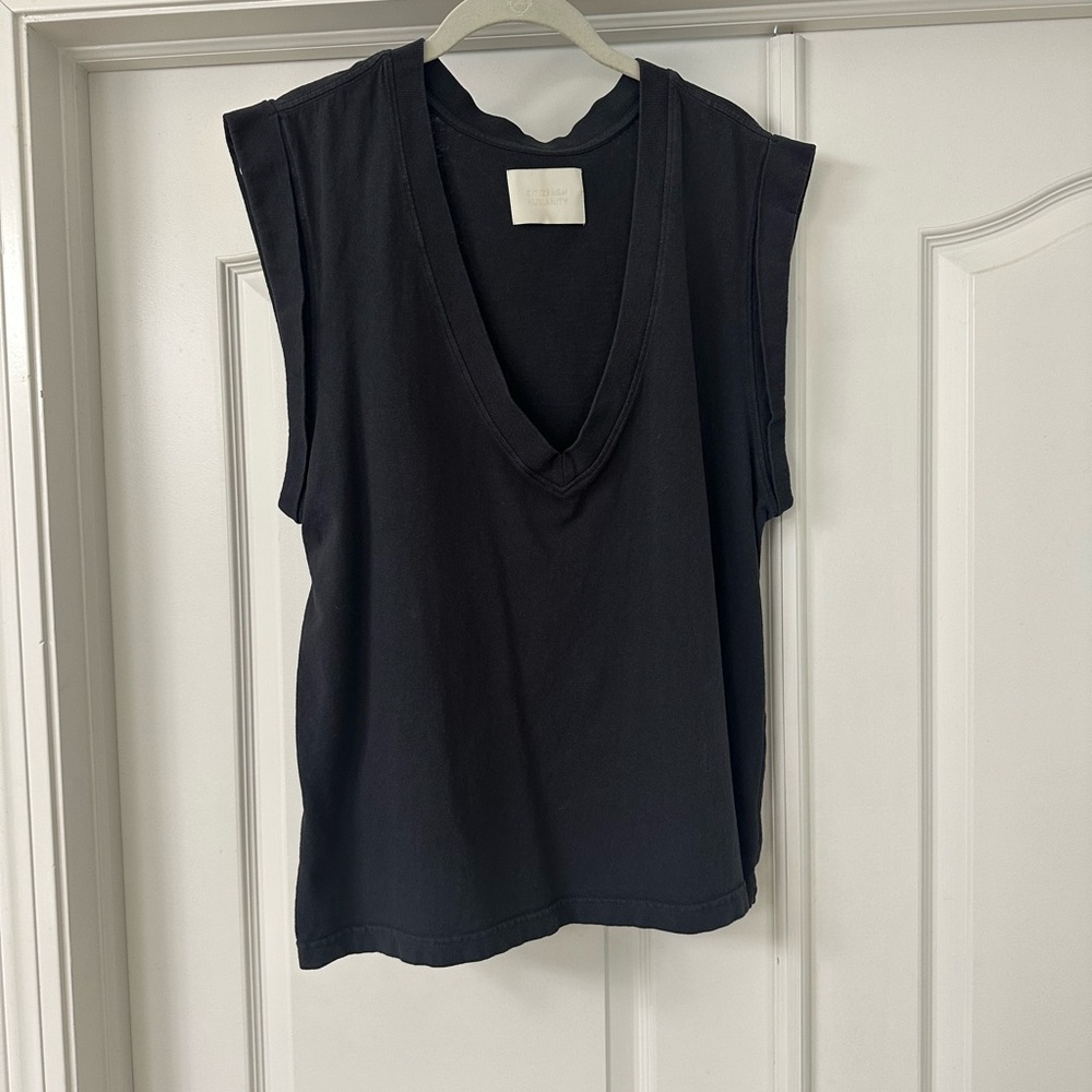 Citizens Of Humanity Eugenie Charcoal Gray Muscle Tee Relaxed Sleeveless Top